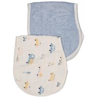 Maccie  2-in-1 Burp Cloth + Bib - Beep Beep / Blue